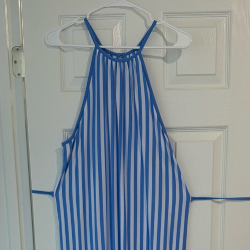 Freya Blue and White Striped Maxi Dress - Picture 1 of 3